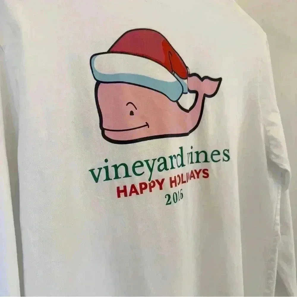 Vineyard Vines Boy’s XL White Holiday Graphic Long Sleeve T-Shirt